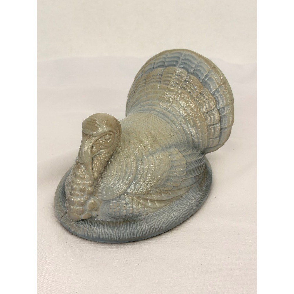Mosser Glass Blue Marble Slag Turkey on Nest Replacement Lid Only 6.5 Inch